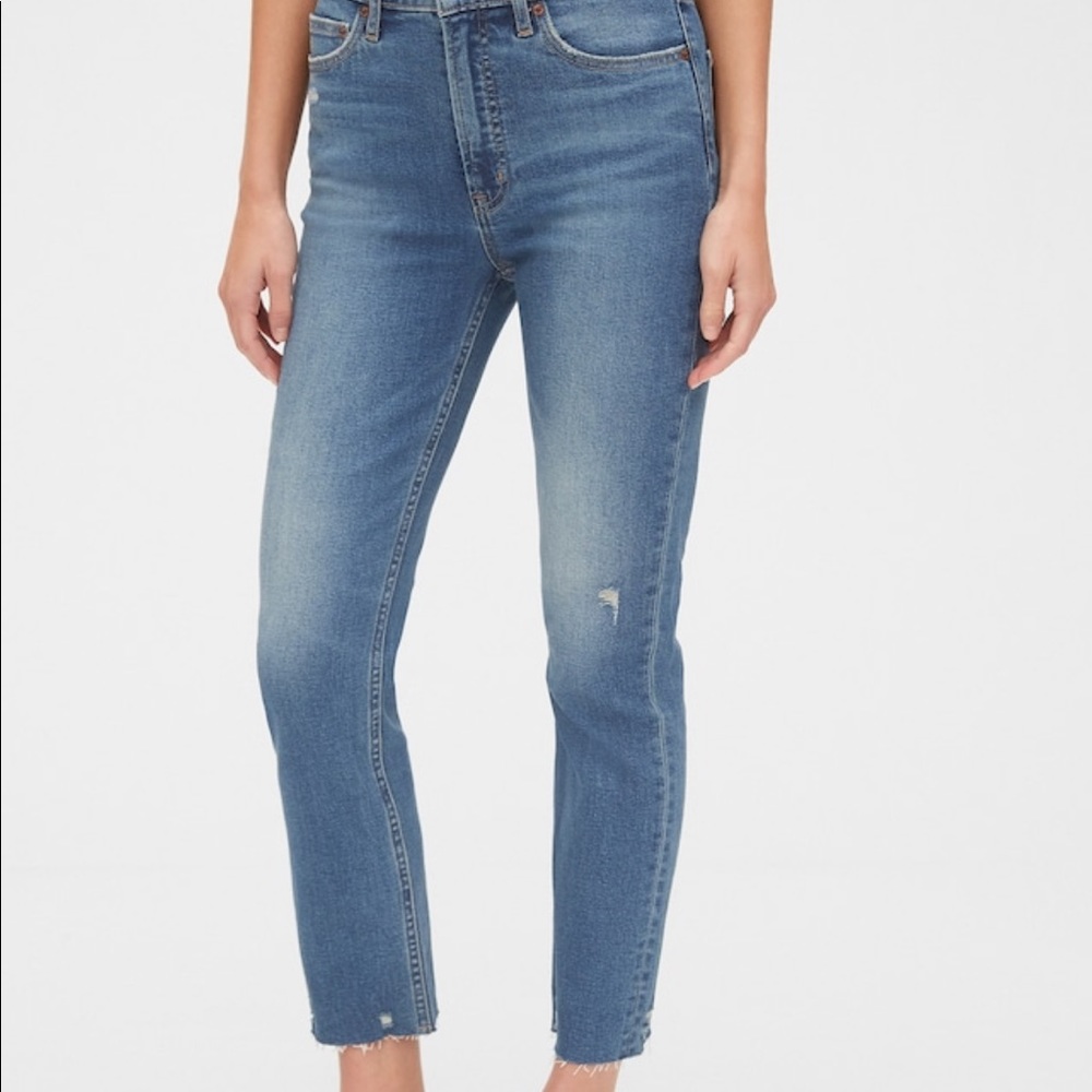 Gap High Rise Distressed Cigarette Jeans 16 / 33R